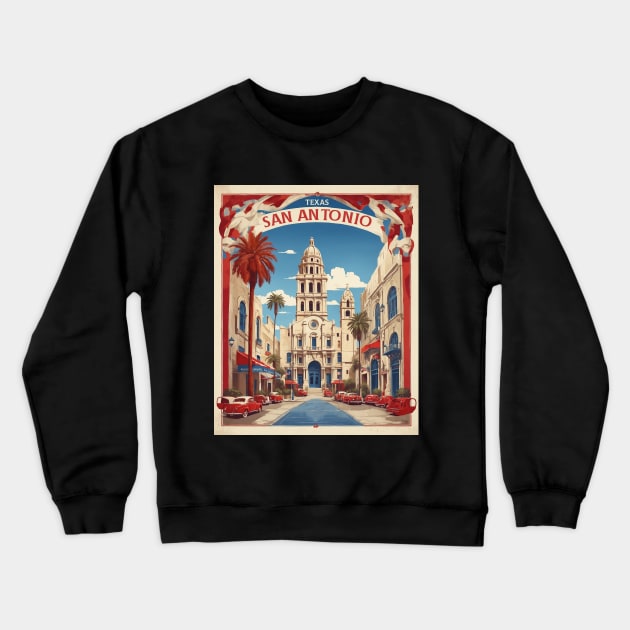 San Antonio Texas United States of America Tourism Vintage Poster Crewneck Sweatshirt by TravelersGems